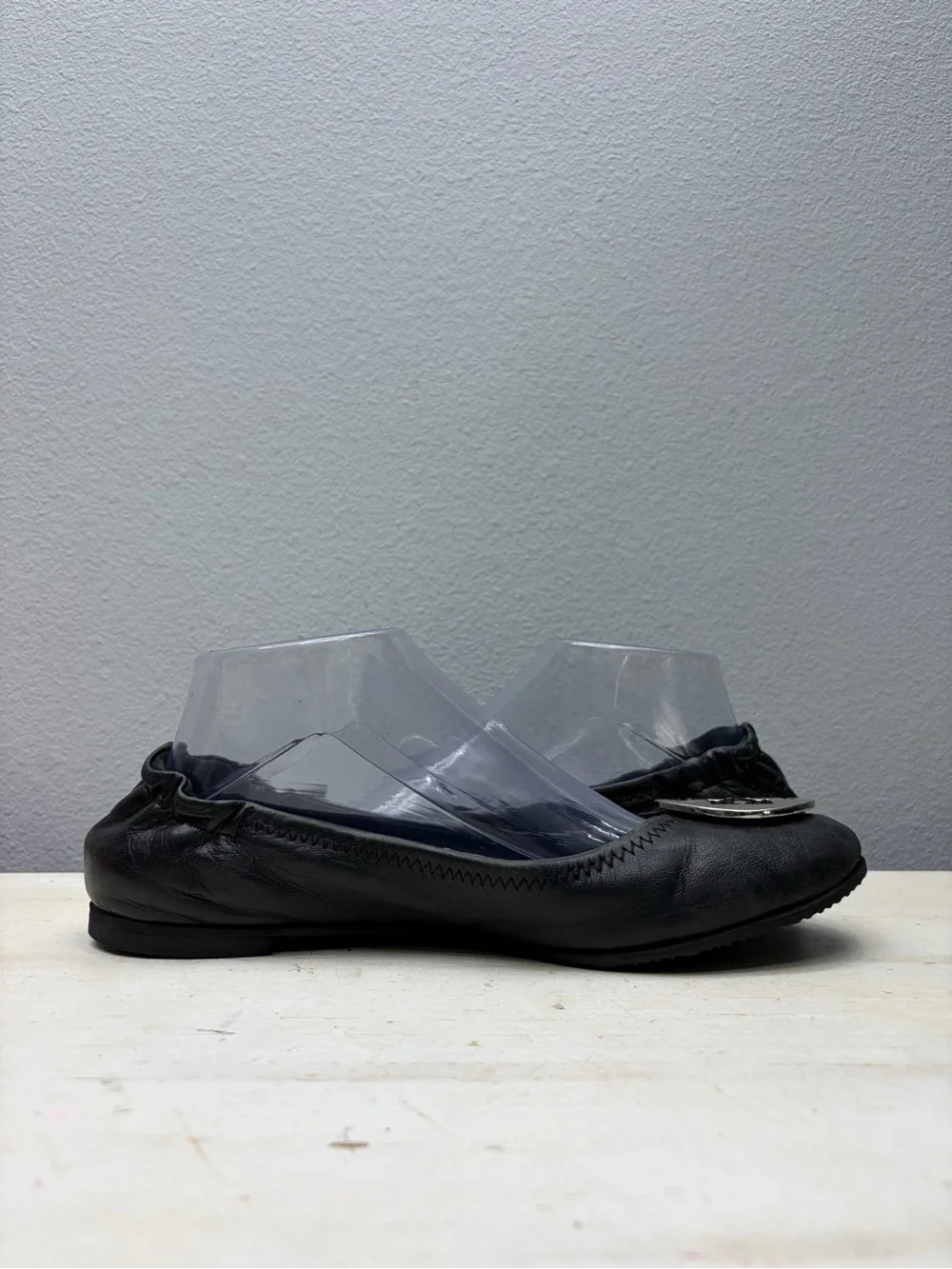 Tory Burch Black Leather Reva Flats Size 8